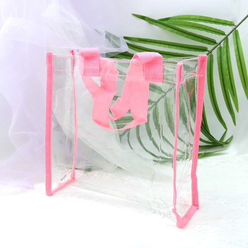 PVC 투명 비닐가방 대 [분홍]